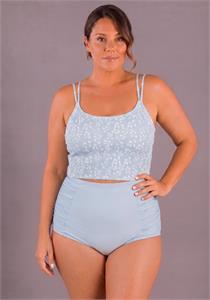 High Waisted Ruched Bottom Powder Blue
